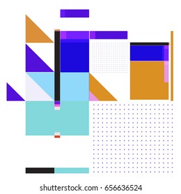 Trendy geometric elements memphis greeting cards design. Retro style texture, pattern and elements. Modern abstract design poster and cover template