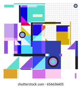 Trendy geometric elements memphis greeting cards design. Retro style texture, pattern and elements. Modern abstract design poster and cover template