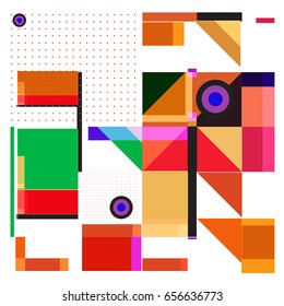 Trendy geometric elements memphis greeting cards design. Retro style texture, pattern and elements. Modern abstract design poster and cover template