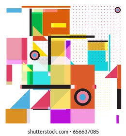 Trendy geometric elements memphis greeting cards design. Retro style texture, pattern and elements. Modern abstract design poster and cover template