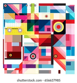 Trendy geometric elements memphis greeting cards design. Retro style texture, pattern and elements. Modern abstract design poster and cover template