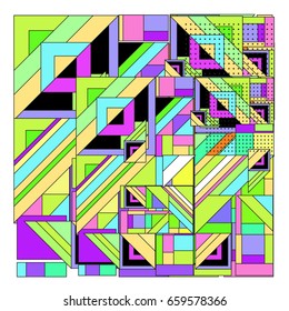 Trendy geometric elements memphis greeting cards design. Retro style texture, pattern and elements. Modern abstract design poster and cover template