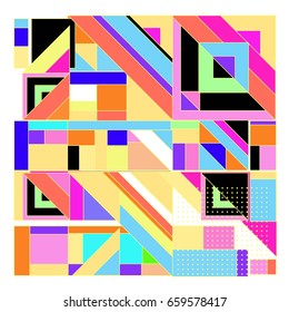 Trendy geometric elements memphis greeting cards design. Retro style texture, pattern and elements. Modern abstract design poster and cover template