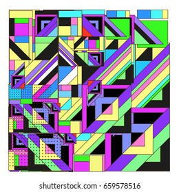 Trendy geometric elements memphis greeting cards design. Retro style texture, pattern and elements. Modern abstract design poster and cover template