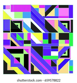 Trendy geometric elements memphis greeting cards design. Retro style texture, pattern and elements. Modern abstract design poster and cover template