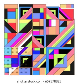 Trendy geometric elements memphis greeting cards design. Retro style texture, pattern and elements. Modern abstract design poster and cover template