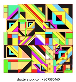 Trendy geometric elements memphis greeting cards design. Retro style texture, pattern and elements. Modern abstract design poster and cover template