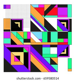 Trendy geometric elements memphis greeting cards design. Retro style texture, pattern and elements. Modern abstract design poster and cover template