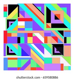 Trendy geometric elements memphis greeting cards design. Retro style texture, pattern and elements. Modern abstract design poster and cover template