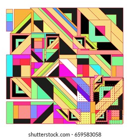 Trendy geometric elements memphis greeting cards design. Retro style texture, pattern and elements. Modern abstract design poster and cover template