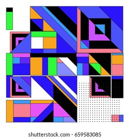 Trendy geometric elements memphis greeting cards design. Retro style texture, pattern and elements. Modern abstract design poster and cover template