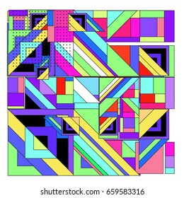 Trendy geometric elements memphis greeting cards design. Retro style texture, pattern and elements. Modern abstract design poster and cover template