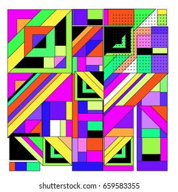 Trendy geometric elements memphis greeting cards design. Retro style texture, pattern and elements. Modern abstract design poster and cover template