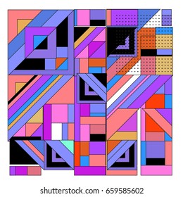 Trendy geometric elements memphis greeting cards design. Retro style texture, pattern and elements. Modern abstract design poster and cover template