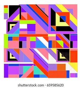 Trendy geometric elements memphis greeting cards design. Retro style texture, pattern and elements. Modern abstract design poster and cover template
