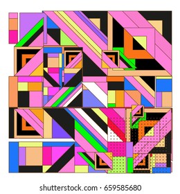Trendy geometric elements memphis greeting cards design. Retro style texture, pattern and elements. Modern abstract design poster and cover template