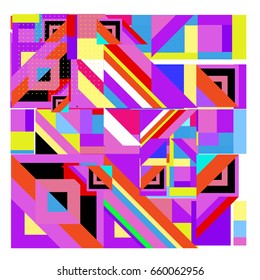 Trendy geometric elements memphis greeting cards design. Retro style texture, pattern and elements. Modern abstract design poster and cover template