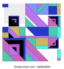 Trendy geometric elements memphis greeting cards design. Retro style texture, pattern and elements. Modern abstract design poster and cover template