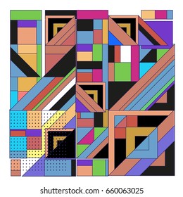 Trendy geometric elements memphis greeting cards design. Retro style texture, pattern and elements. Modern abstract design poster and cover template