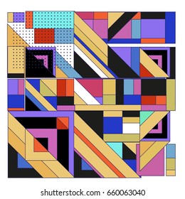 Trendy geometric elements memphis greeting cards design. Retro style texture, pattern and elements. Modern abstract design poster and cover template