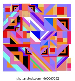 Trendy geometric elements memphis greeting cards design. Retro style texture, pattern and elements. Modern abstract design poster and cover template