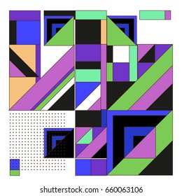 Trendy geometric elements memphis greeting cards design. Retro style texture, pattern and elements. Modern abstract design poster and cover template