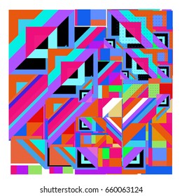 Trendy geometric elements memphis greeting cards design. Retro style texture, pattern and elements. Modern abstract design poster and cover template