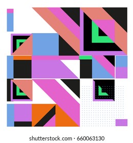 Trendy geometric elements memphis greeting cards design. Retro style texture, pattern and elements. Modern abstract design poster and cover template