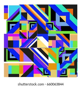 Trendy geometric elements memphis greeting cards design. Retro style texture, pattern and elements. Modern abstract design poster and cover template