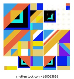 Trendy geometric elements memphis greeting cards design. Retro style texture, pattern and elements. Modern abstract design poster and cover template