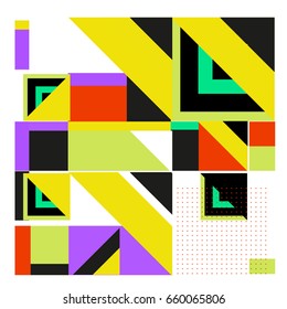 Trendy geometric elements memphis greeting cards design. Retro style texture, pattern and elements. Modern abstract design poster and cover template