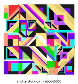 Trendy geometric elements memphis greeting cards design. Retro style texture, pattern and elements. Modern abstract design poster and cover template