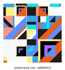 Trendy geometric elements memphis greeting cards design. Retro style texture, pattern and elements. Modern abstract design poster and cover template