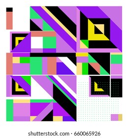 Trendy geometric elements memphis greeting cards design. Retro style texture, pattern and elements. Modern abstract design poster and cover template