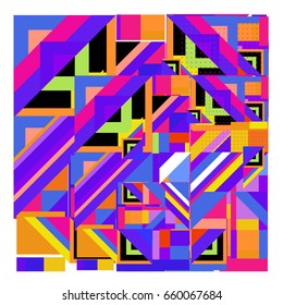 Trendy geometric elements memphis greeting cards design. Retro style texture, pattern and elements. Modern abstract design poster and cover template