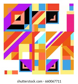 Trendy geometric elements memphis greeting cards design. Retro style texture, pattern and elements. Modern abstract design poster and cover template