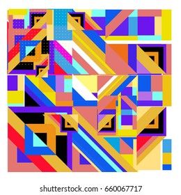 Trendy geometric elements memphis greeting cards design. Retro style texture, pattern and elements. Modern abstract design poster and cover template