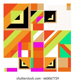 Trendy geometric elements memphis greeting cards design. Retro style texture, pattern and elements. Modern abstract design poster and cover template