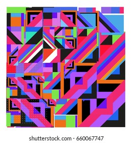 Trendy geometric elements memphis greeting cards design. Retro style texture, pattern and elements. Modern abstract design poster and cover template