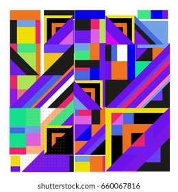 Trendy geometric elements memphis greeting cards design. Retro style texture, pattern and elements. Modern abstract design poster and cover template