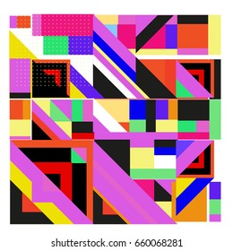 Trendy geometric elements memphis greeting cards design. Retro style texture, pattern and elements. Modern abstract design poster and cover template