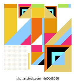 Trendy geometric elements memphis greeting cards design. Retro style texture, pattern and elements. Modern abstract design poster and cover template