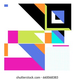 Trendy geometric elements memphis greeting cards design. Retro style texture, pattern and elements. Modern abstract design poster and cover template