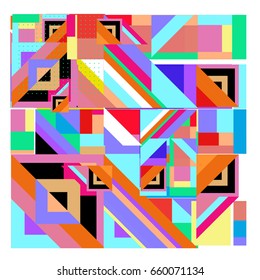 Trendy geometric elements memphis greeting cards design. Retro style texture, pattern and elements. Modern abstract design poster and cover template