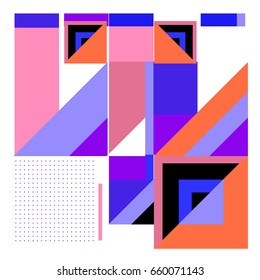 Trendy geometric elements memphis greeting cards design. Retro style texture, pattern and elements. Modern abstract design poster and cover template