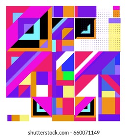 Trendy geometric elements memphis greeting cards design. Retro style texture, pattern and elements. Modern abstract design poster and cover template
