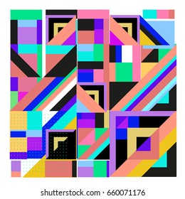 Trendy geometric elements memphis greeting cards design. Retro style texture, pattern and elements. Modern abstract design poster and cover template