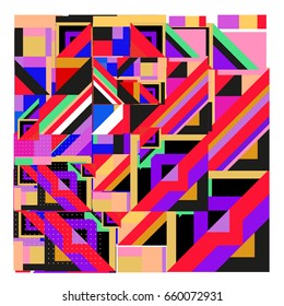 Trendy geometric elements memphis greeting cards design. Retro style texture, pattern and elements. Modern abstract design poster and cover template