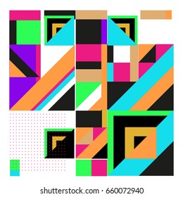 Trendy geometric elements memphis greeting cards design. Retro style texture, pattern and elements. Modern abstract design poster and cover template