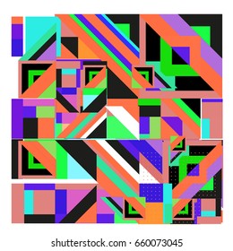 Trendy geometric elements memphis greeting cards design. Retro style texture, pattern and elements. Modern abstract design poster and cover template